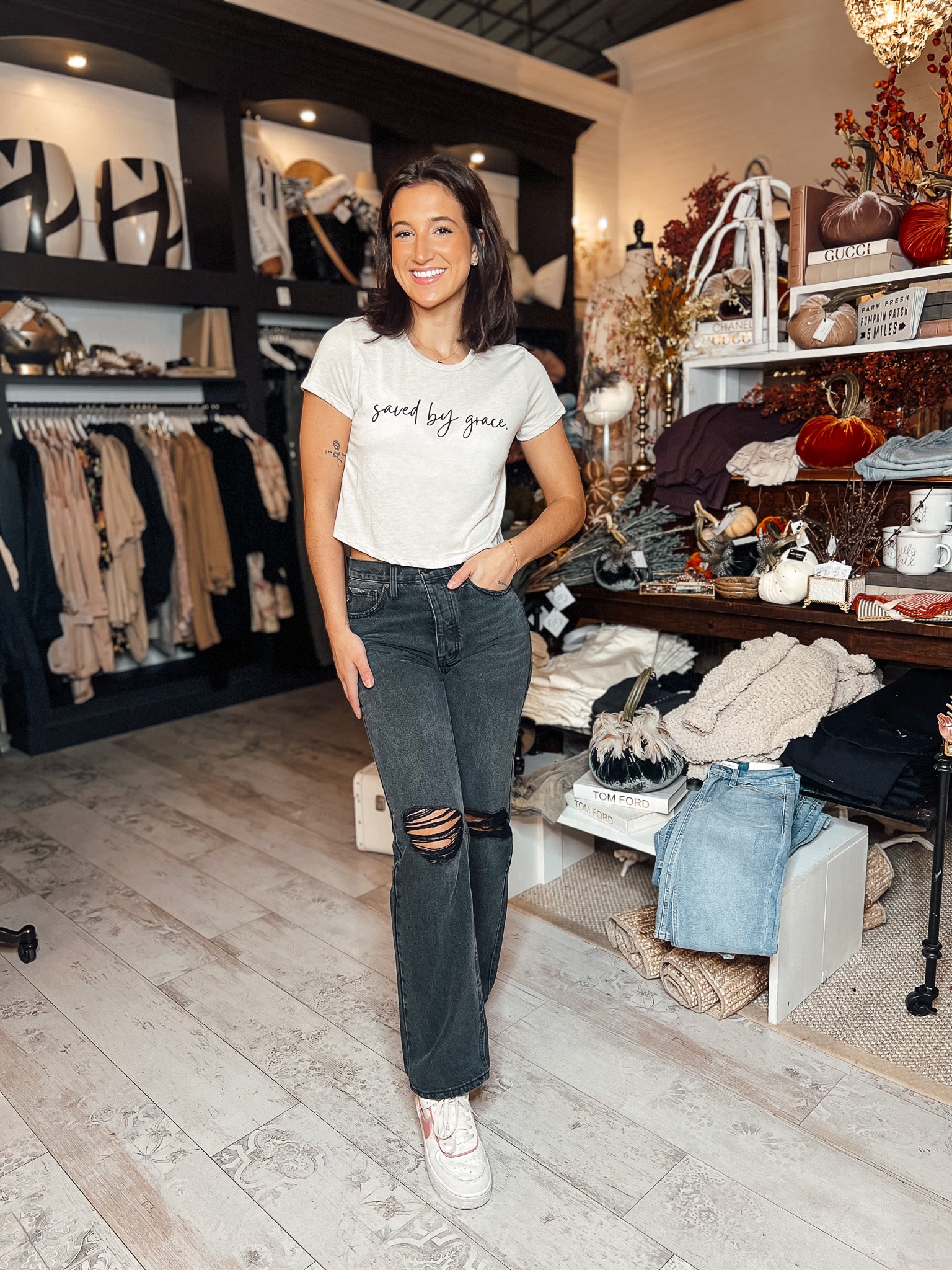 Cropped Saved By Grace Tee